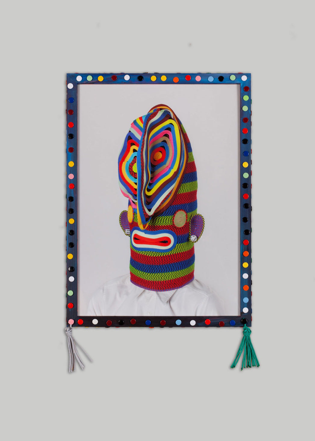 Ropemask print in painted frame with thumbtacks #4